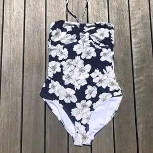 Blue and white floral one-piece